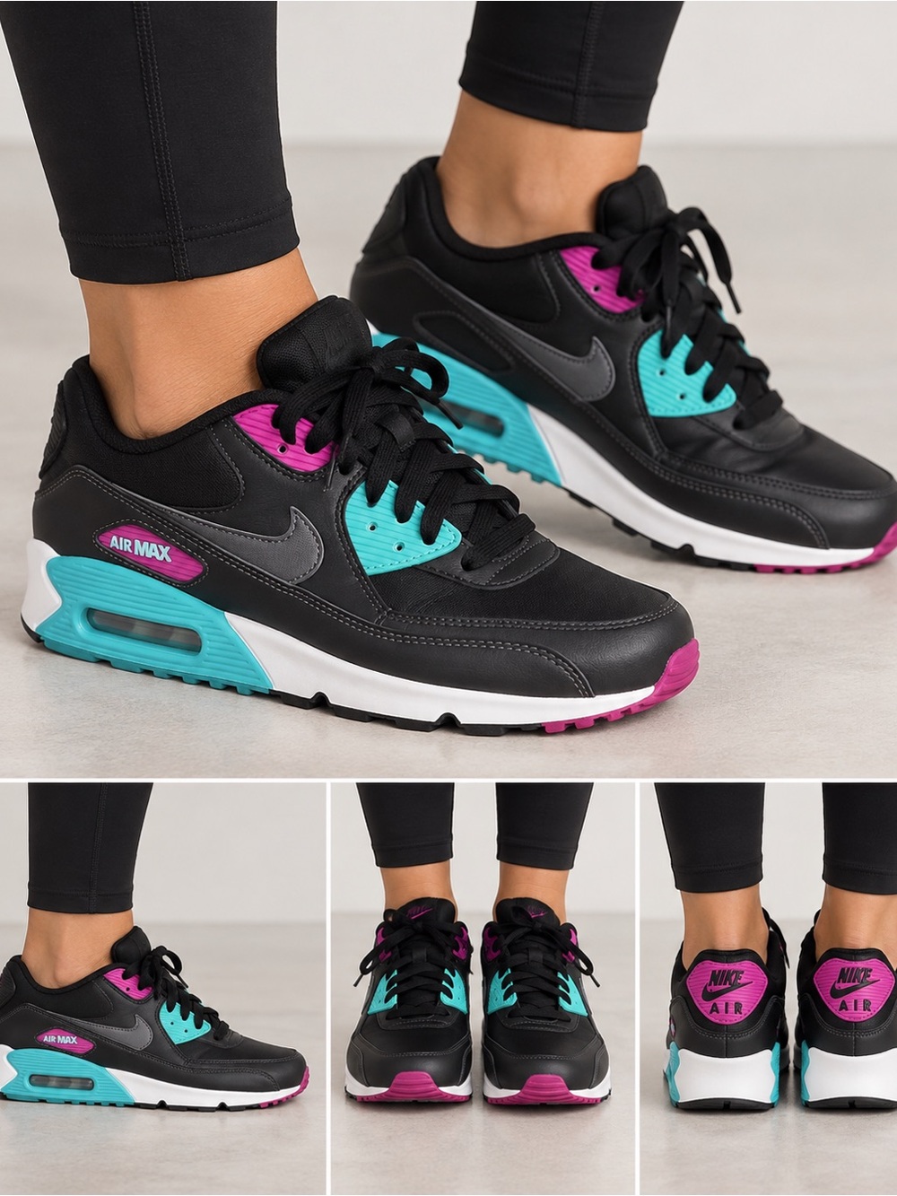 Nike Air Max Women's Black Teal Pink Athletic Sneakers